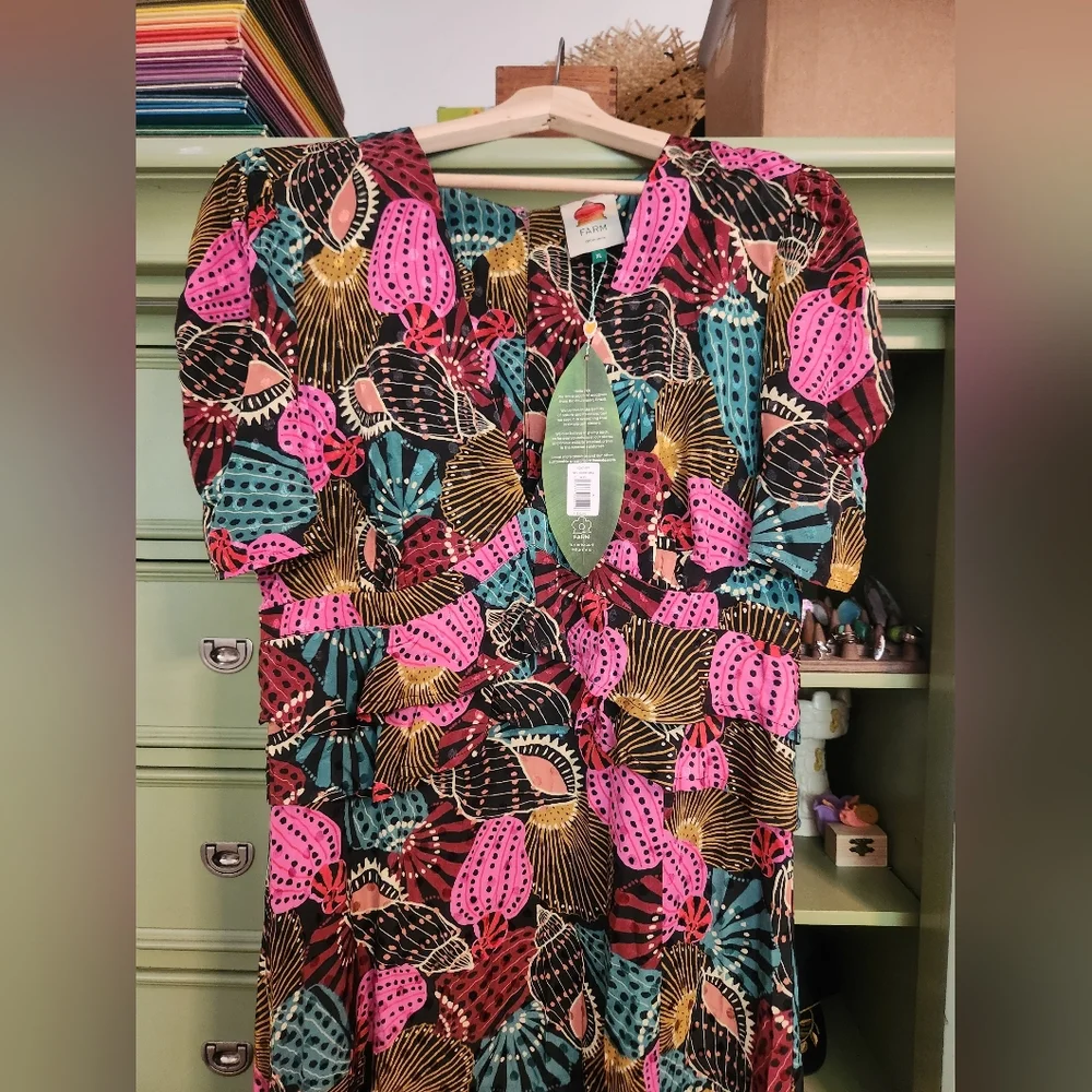 Farm Rio Shell Mix Midi Dress - Picture 5 of 8